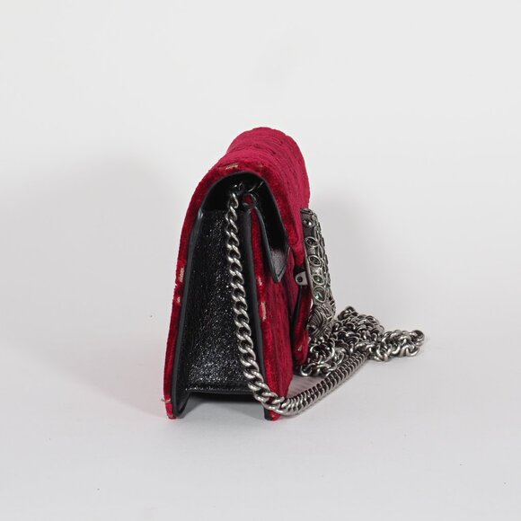 Gucci GG Red Velvet Super Mini Dionysus Chain Shoulder Bag - Picture 7 of 11